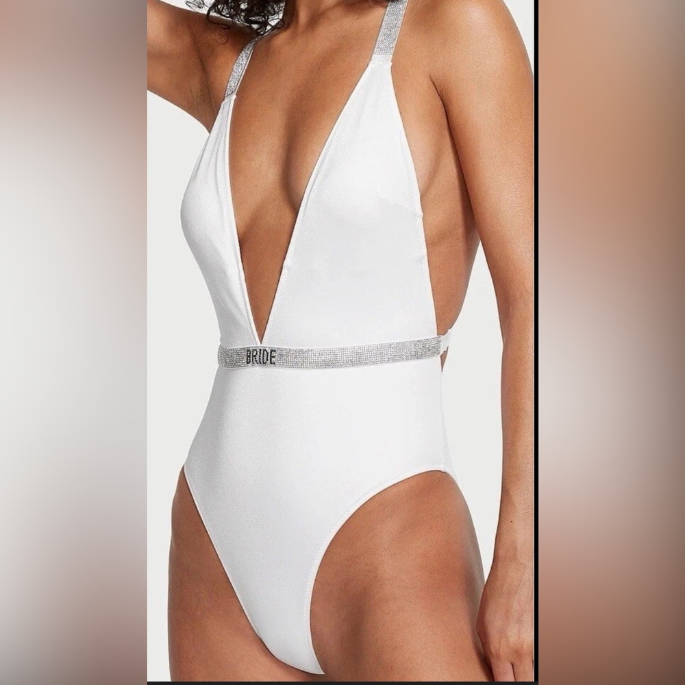 NWT Victoria’s Secret White Bridal One-Piece Swimsuit bikini sequin small